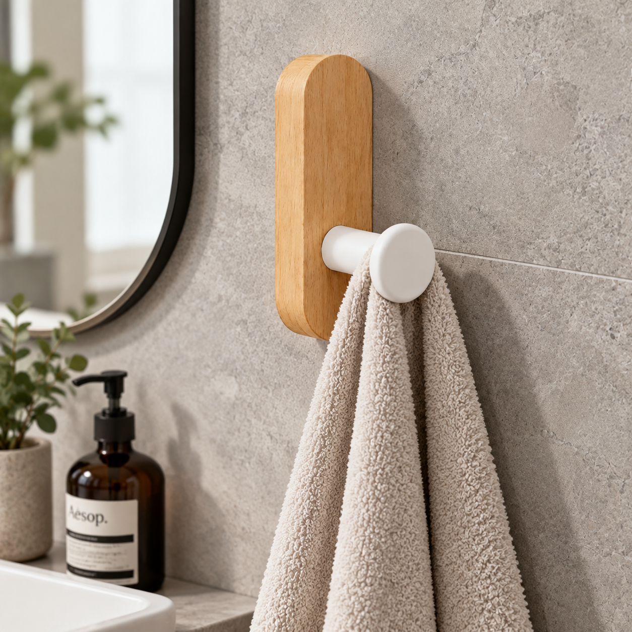 Beech Wood Long Strip T-Shaped Wall Hook