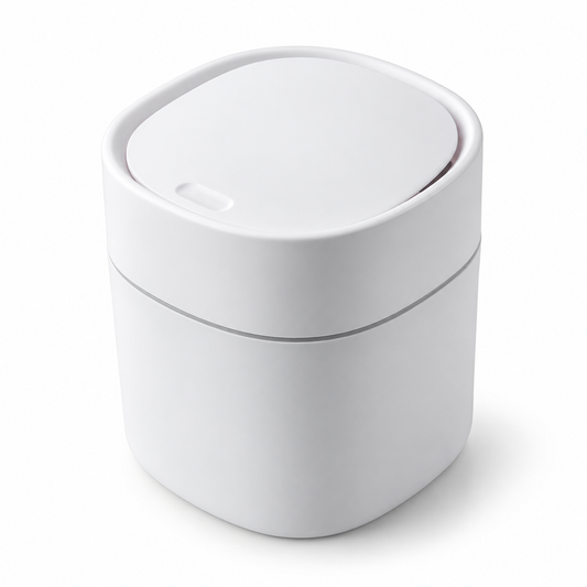 White Nordic Mini Desktop Trash Can