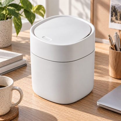 White Nordic Mini Desktop Trash Can