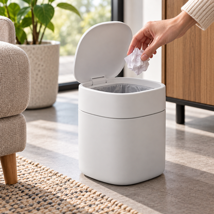 White Nordic Mini Desktop Trash Can