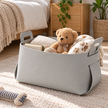 Gray Nordic-Style Foldable Storage Basket