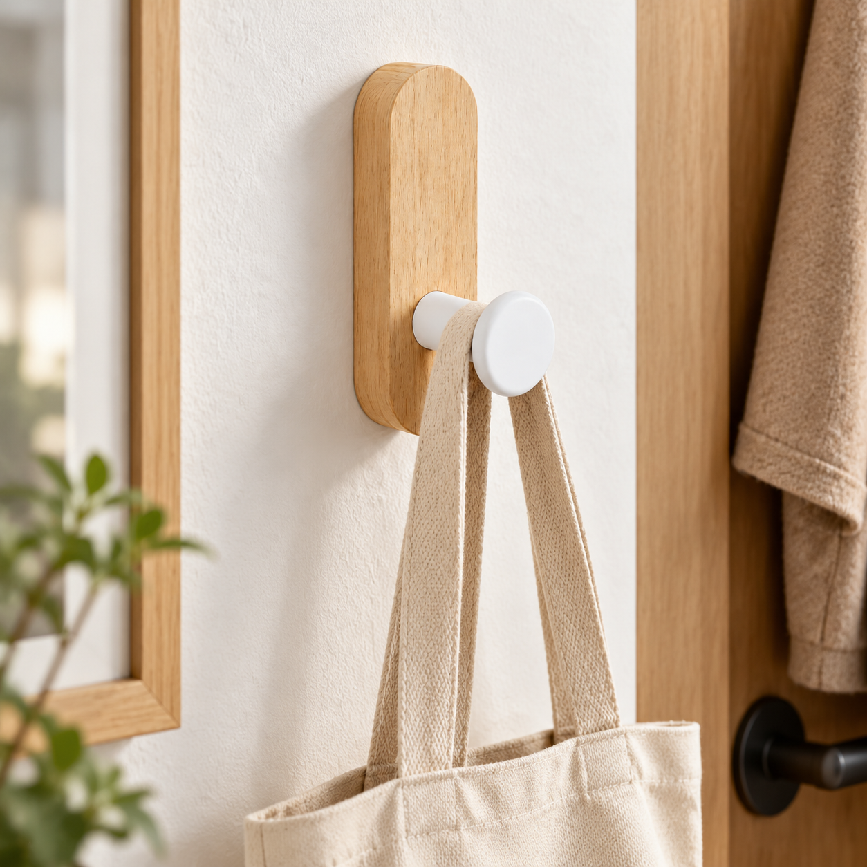 Beech Wood Long Strip T-Shaped Wall Hook