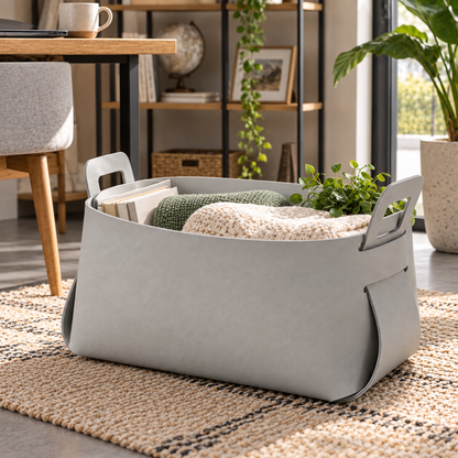 Gray Nordic-Style Foldable Storage Basket