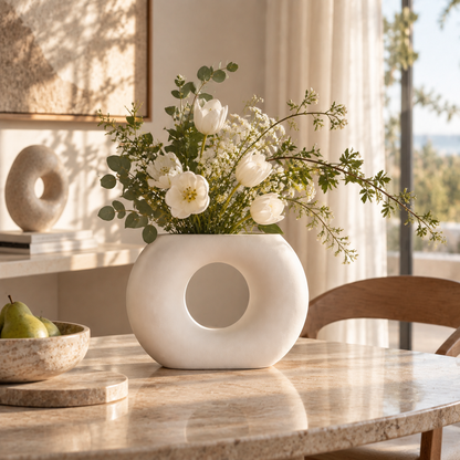 Cloud Ring White Ceramic Vase