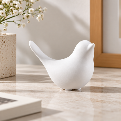 White Ceramic Small Bird